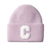 Thumbnail for Pink purple beanie with a white 'C' patch on a white background
