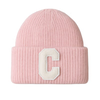 Thumbnail for Pink beanie with a white 'C' logo on a white background