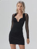 Sexy Halter Black Bodycon Plunge Mini Dress for Women -, Dress , Drestiny , Australia, Black, Canada, L, Long Sleeves, M, Mini Dresses, New Zealand, S, United Kingdom, United States , Drestiny , www.shopdrestiny.com