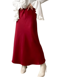 Trendy High Waist A Line Long Satin Skirts For Women -, Skirts, Drestiny, Australia, Brown, Chocolate, Grey, Black, Beige, Dark Green, Army Green, Navy Blue, Blue Grey, Wine Red, Champagne, FR, Grey, L, M, New Zealand, S, Skirts, United Kingdom, United States, XL, Drestiny, long satin skirt, satin maxi skirt, silk satin skirt, satin slip skirt maxi, red satin maxi skirt, www.shopdrestiny.com