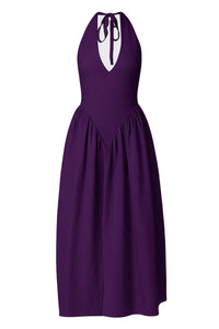 Thumbnail for Purple halter neck dress on a white background