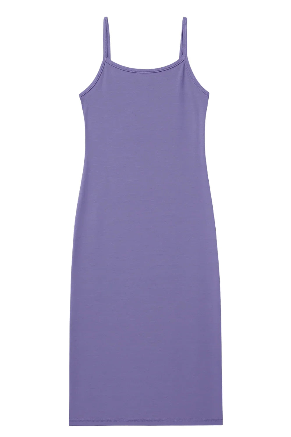 Purple slip dress on a white background