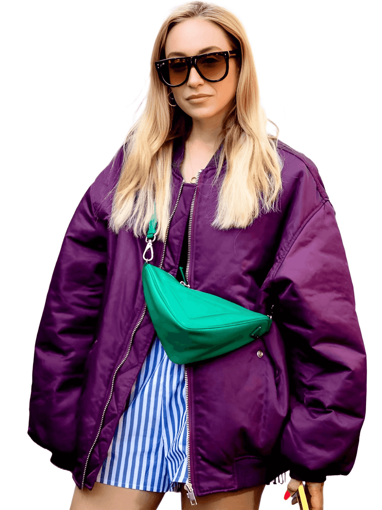 Women Purple Oversized Bomber Jacket