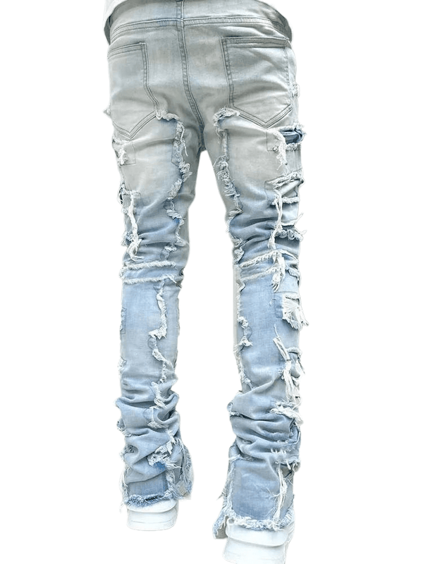 High Street Stacked Light Blue Jeans For Men