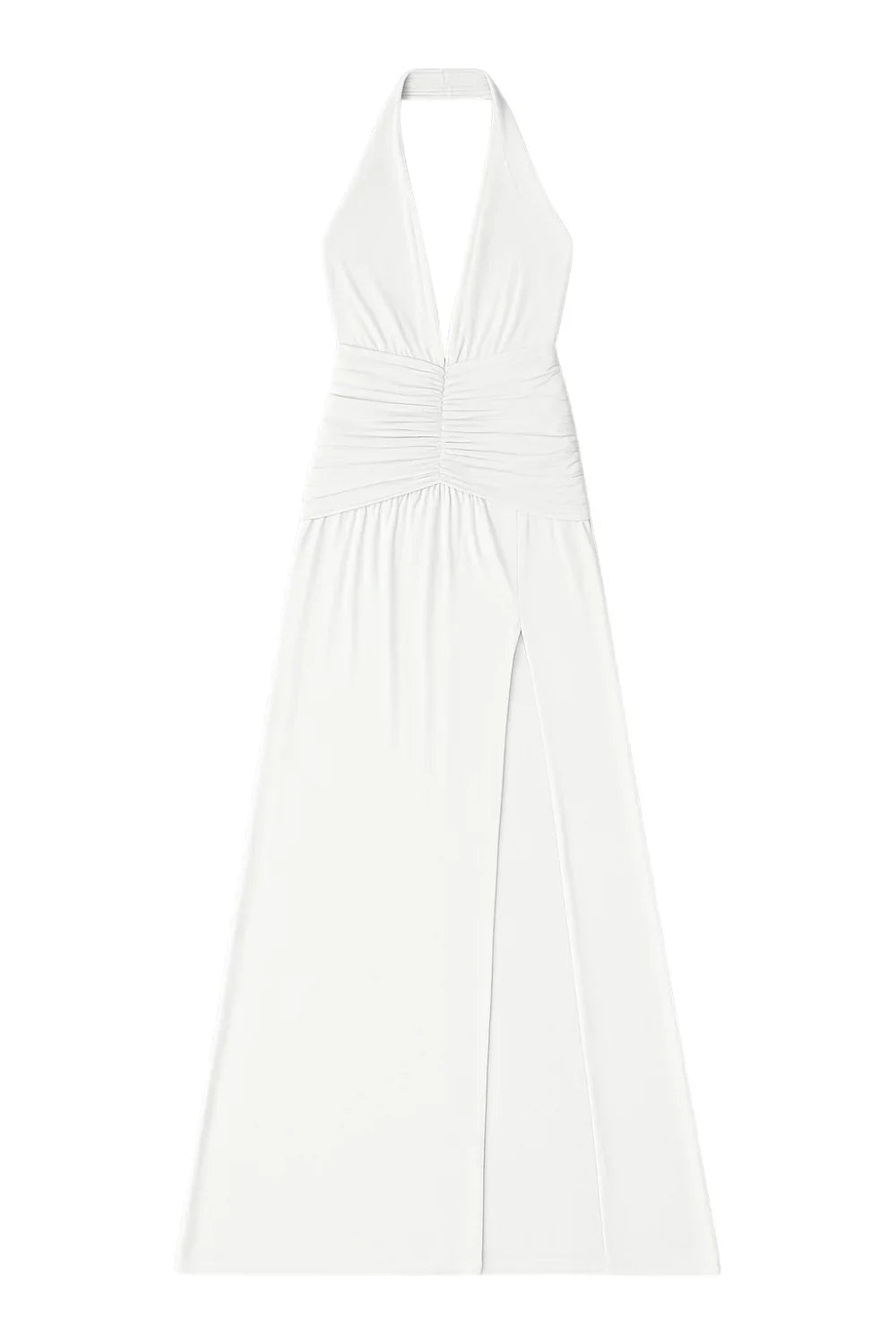White halter neck dress on a white background