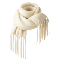Thumbnail for Cream white scarf with fringe on a white background