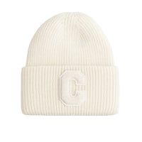 Thumbnail for White beanie with a 'C' logo on a white background