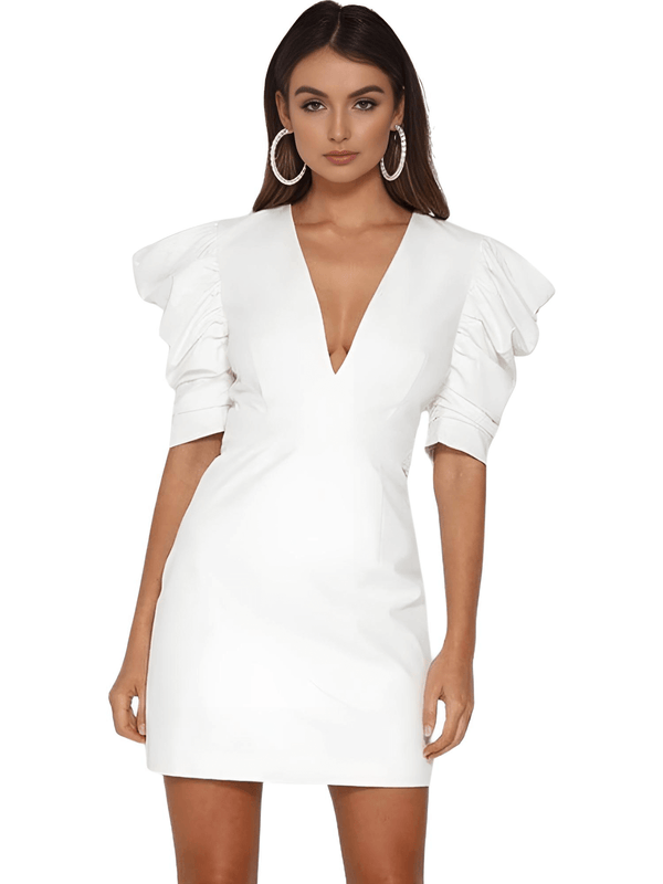 Get your hands on a trendy women's deep V-neck puff sleeve dress from Drestiny. Free shipping and tax covered. Save up to 50%.