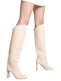 Thumbnail for Women's Bold Genuine Italian Leather Boots With Chunky Heels -, Boots , Drestiny , 10, 10.5, 12, 13, 5, 6, 6.5, 7.5, 8.5, 9, 9.5, Australia, Black, Boots, Canada, FR, Ivory, Knee Highs, New Zealand, United Kingdom, United States , Drestiny , www.shopdrestiny.com