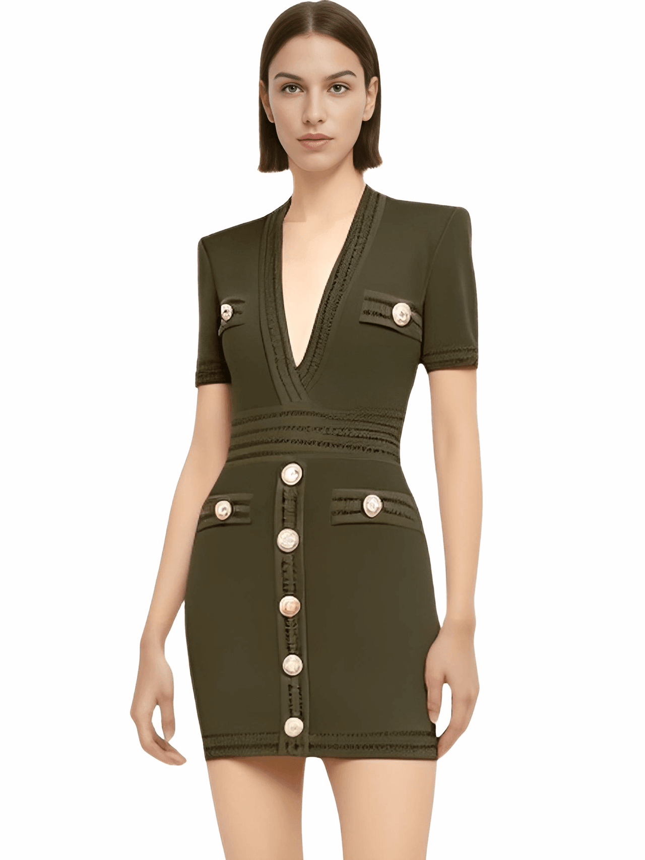 Women's Short-Sleeved V-Neck Mini Dress, Drestiny, Mini Dresses, Short Sleeves, S, M, L, XL, United States, USA, Canada, Australia, New Zealand, United Kingdom, UK, Teal, Dark Olive Green, Black, Deep Pink, White, Orange, Red, Purple, Yellow, Khaki, v-neck mini dress, V-neck mini dress dark olive green, shopdrestiny.com