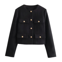 Thumbnail for Black jacket with gold buttons on a white background