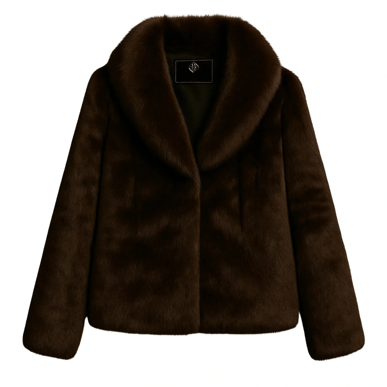 Brown rabbit fur jacket on a white background