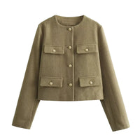 Thumbnail for Green jacket with button details on a white background