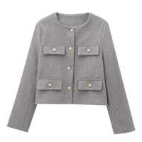 Thumbnail for Gray jacket with button details on a white background