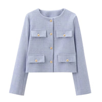 Thumbnail for Light blue jacket with button details on a white background