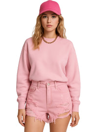 Thumbnail for Person wearing pink jean shorts with a matching pink cap on a white background