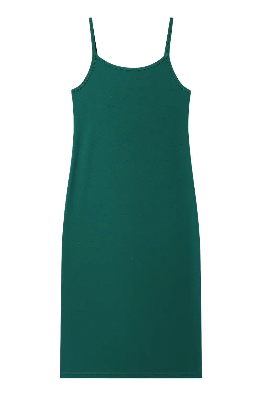 Teal slip dress on a white background