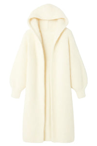 Thumbnail for Cream-colored hooded coat on a white background