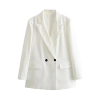 Thumbnail for White oversized blazer with black buttons on a white background