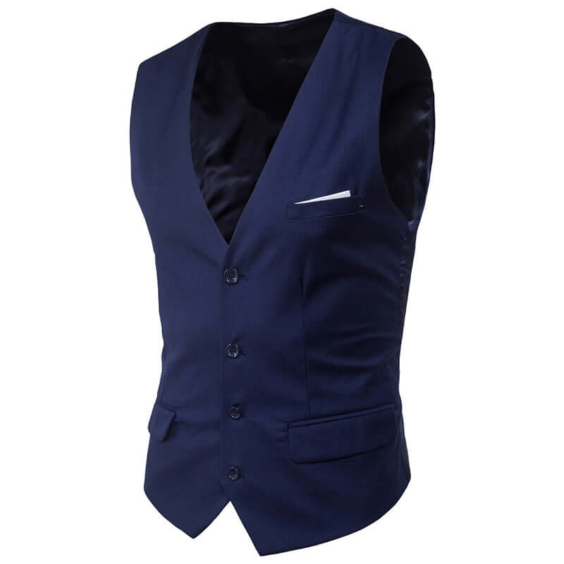 Dark Blue Slim Fit Sleeveless Suit Vest: Shop Drestiny for this stylish vest. Enjoy free shipping and let us cover the tax! Seen on FOX, NBC, and CBS. Save up to 50% now!