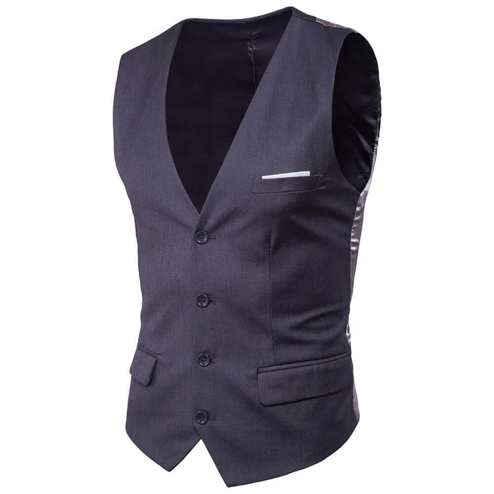 Dark Grey Slim Fit Sleeveless Suit Vest: Shop Drestiny for this stylish vest. Enjoy free shipping and let us cover the tax! Seen on FOX, NBC, and CBS. Save up to 50% now!