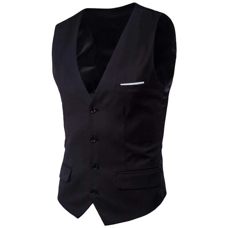Black Slim Fit Sleeveless Suit Vest: Shop Drestiny for this stylish vest. Enjoy free shipping and let us cover the tax! Seen on FOX, NBC, and CBS. Save up to 50% now!