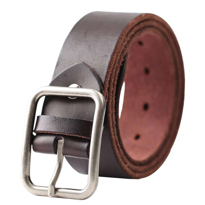 Shop Now & Get Free Shipping + We'll Pay The Tax! This leather belt is the perfect way to accentuate your outfit. Genuine leather and a retro style buckle.
