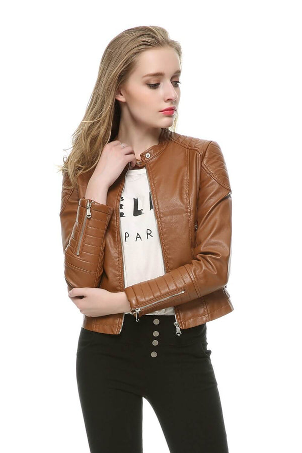 Shop at Drestiny for a trendy faux leather biker jacket. Save up to 50% with Free Shipping + Tax covered!