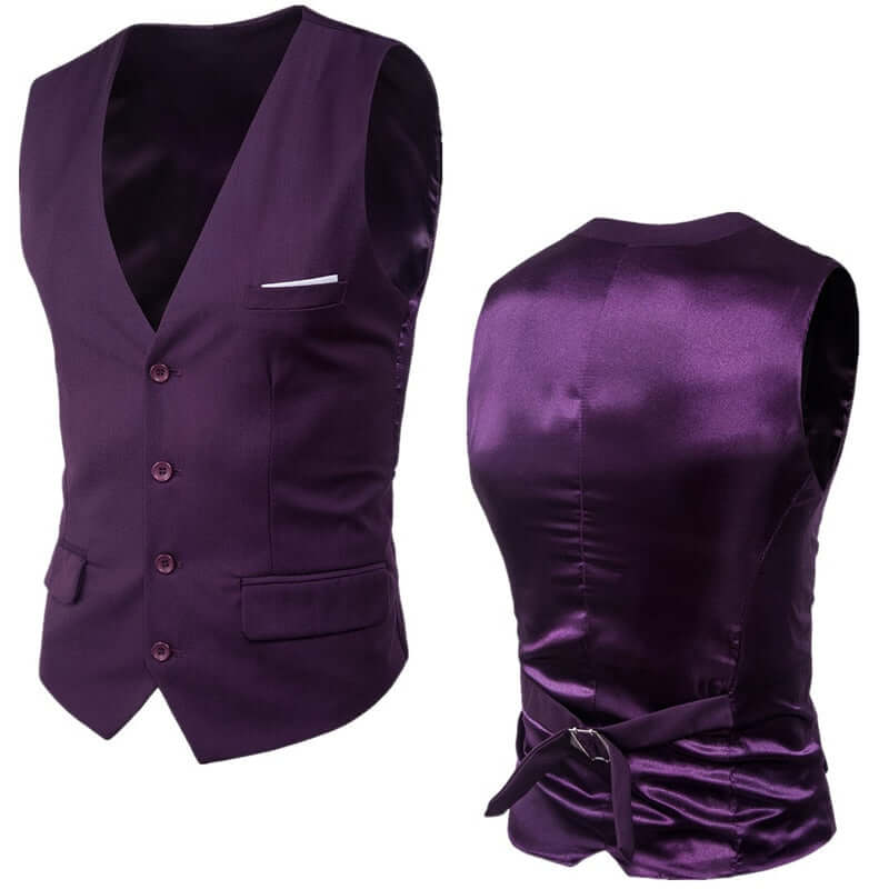 Purple Slim Fit Sleeveless Suit Vest: Shop Drestiny for this stylish vest. Enjoy free shipping and let us cover the tax! Seen on FOX, NBC, and CBS. Save up to 50% now!