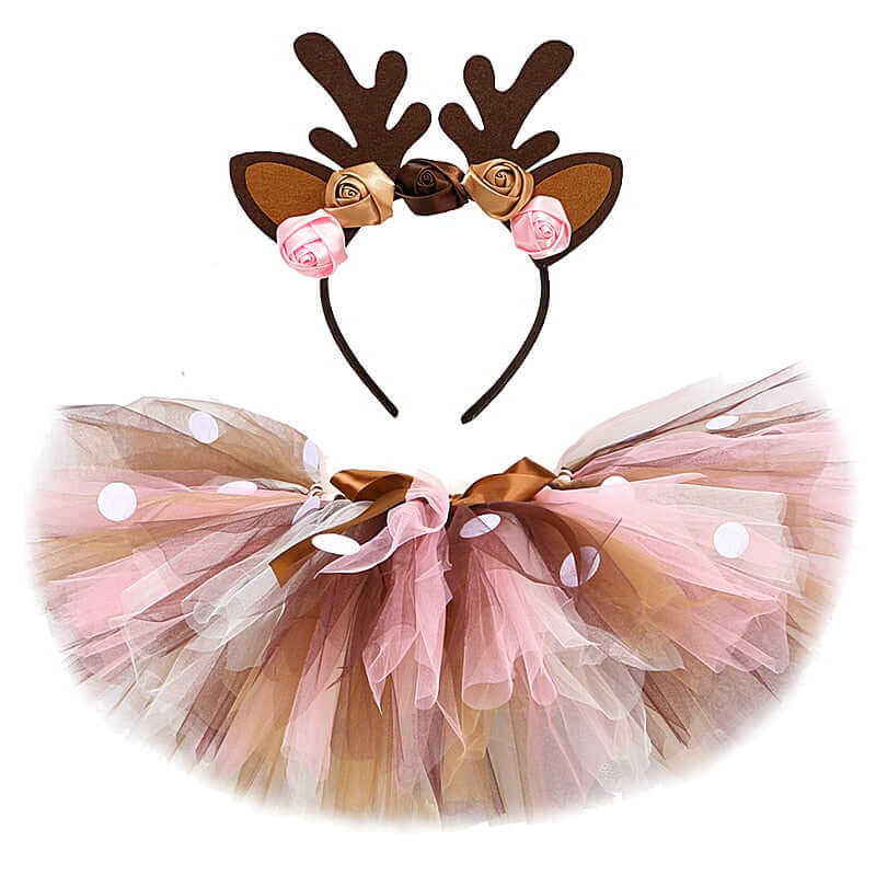 Girls Reindeer Tutu Skirt + Headband