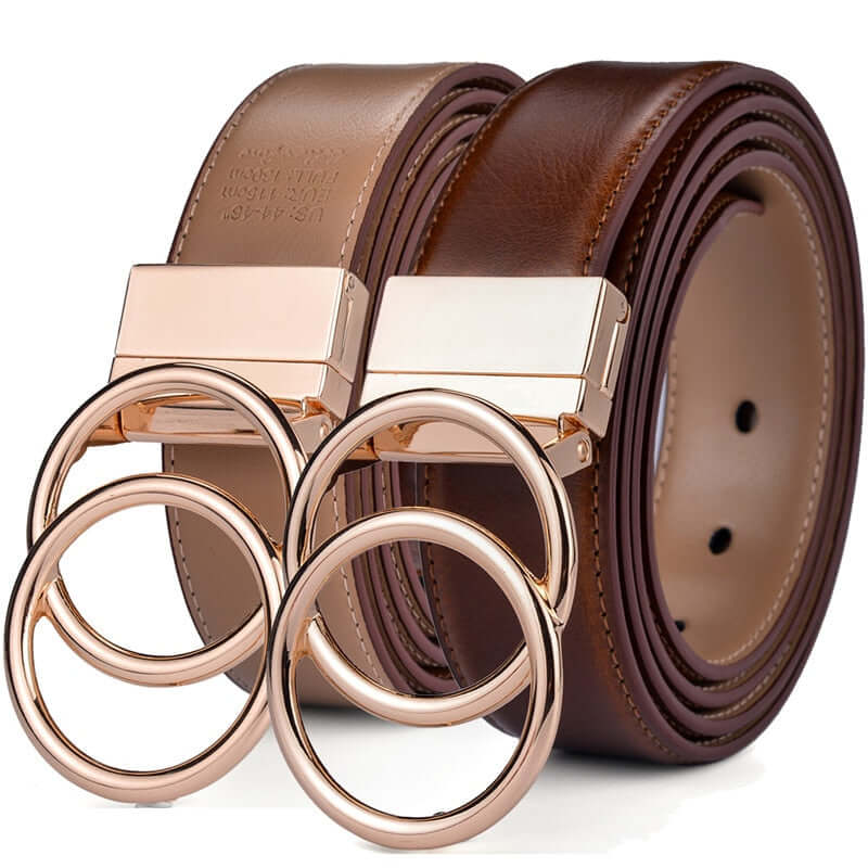Women's Leather Reversible Belt Double O Ring