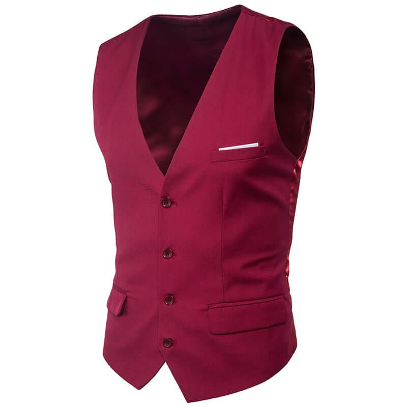 Red Slim Fit Sleeveless Suit Vest: Shop Drestiny for this stylish vest. Enjoy free shipping and let us cover the tax! Seen on FOX, NBC, and CBS. Save up to 50% now!