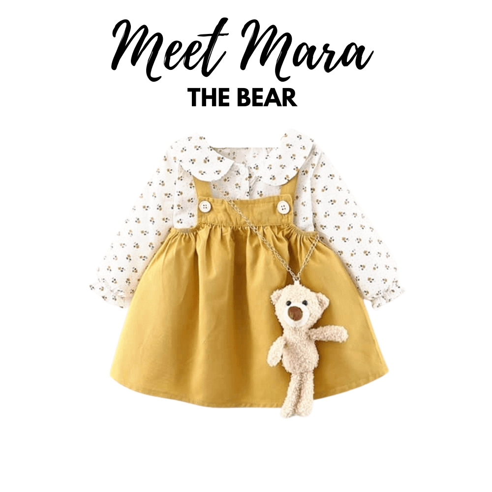 Shop Now & Get Free Shipping + We'll Pay The Tax! Princess Flower Shirt is a dress made from a light-weight cotton blend. Comes with Mara, the bear who cares.