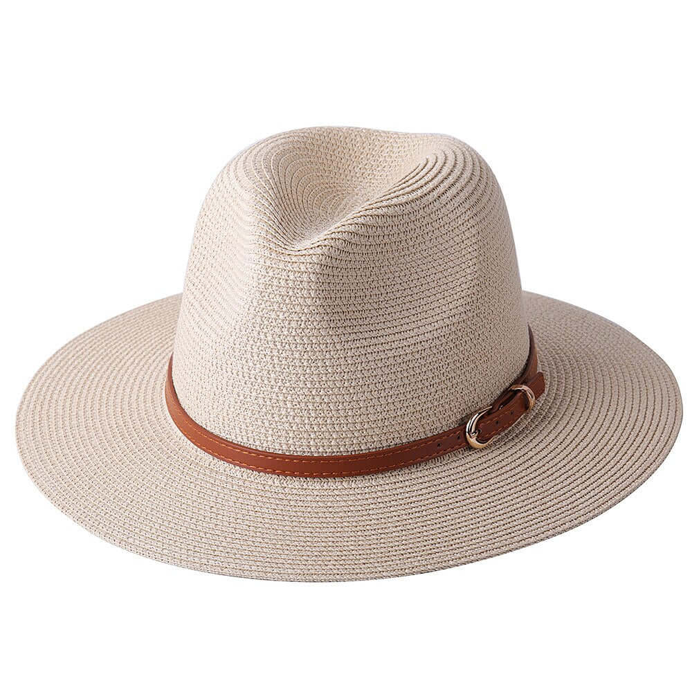 Stylish light brown Panama straw hat from Drestiny. Free shipping + tax covered. Seen on FOX, NBC, CBS. Save up to 50% now!