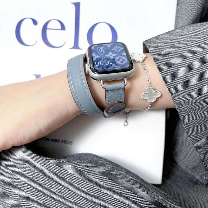 Double Tour Leather Strap Apple Watch -, Watch Bands , Drestiny , Australia, Black, Blue Grey, Brown, Canada, Coffee, Dark Blue, Dark Green, Deep Pink, Gender_Men, Gender_Women, Grey, New Zealand, Orange, Purple, Sky Blue, United Kingdom, United States, Watch Bands, White, Wine Red, Yellow , Drestiny , www.shopdrestiny.com