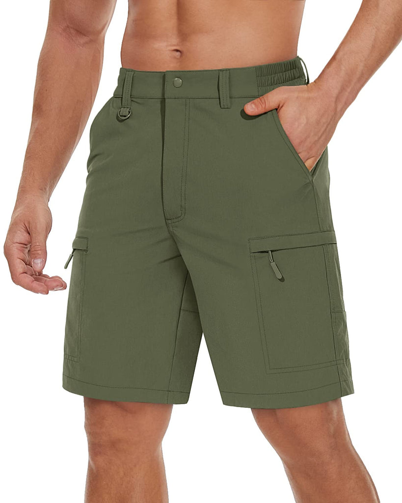 Men's Quick Dry Army Green Cargo Shorts