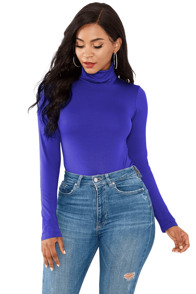 Elevate your wardrobe with the Women's Blue Long Sleeve Turtleneck Bodysuit. Get free shipping and tax covered when you shop at Drestiny! Save up to 50%!