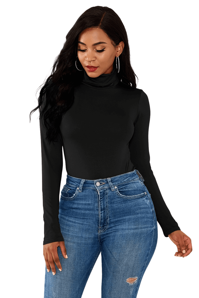 Elevate your wardrobe with the Women's Black Long Sleeve Turtleneck Bodysuit. Get free shipping and tax covered when you shop at Drestiny! Save up to 50%!