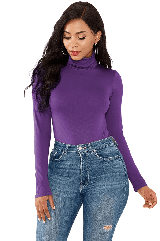 Elevate your wardrobe with the Women's Purple Long Sleeve Turtleneck Bodysuit. Get free shipping and tax covered when you shop at Drestiny! Save up to 50%!