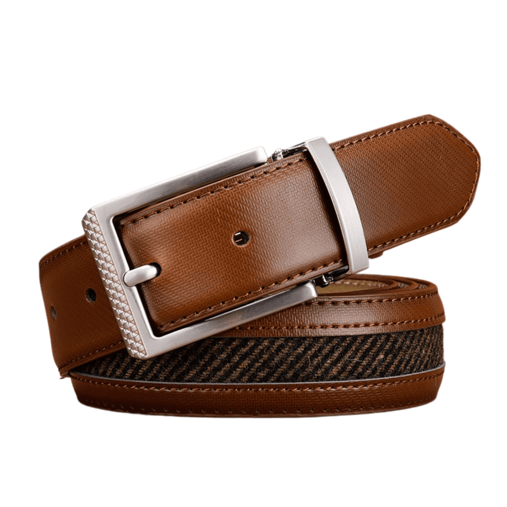 Drestiny-Yellow Brown-Men's High Quality Genuine Leather + Canvas Belt
