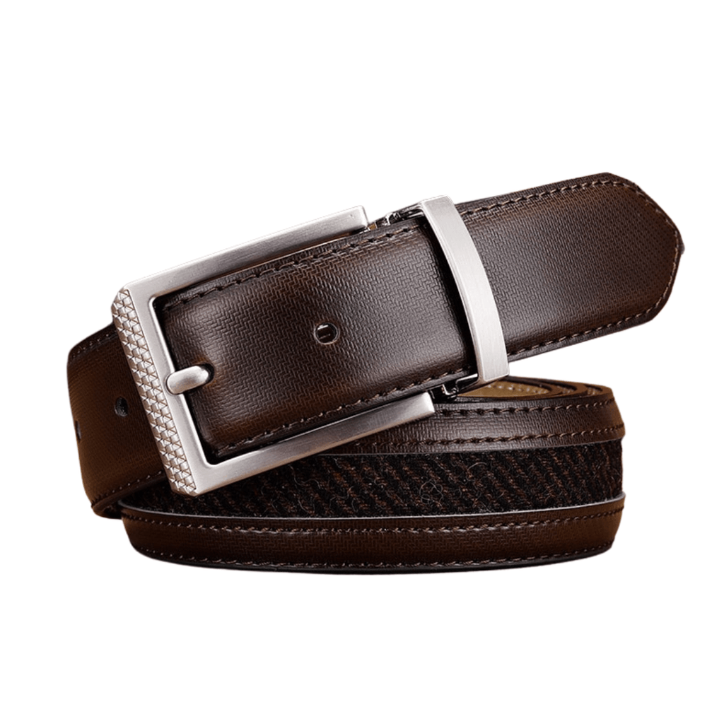 Drestiny-Dark Brown-Men's High Quality Genuine Leather + Canvas Belt
