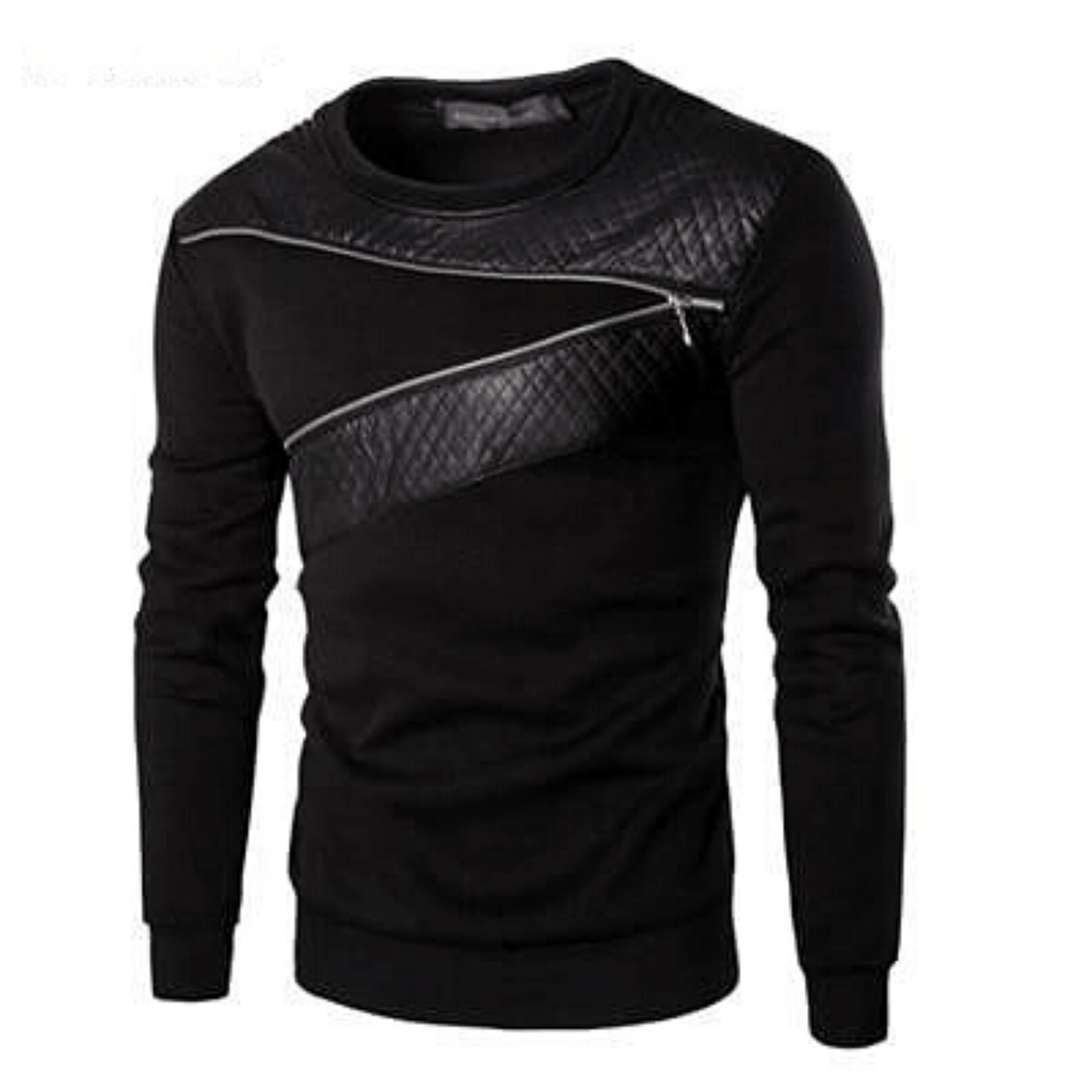 Men's Leather Zipper Sweater - Drestiny