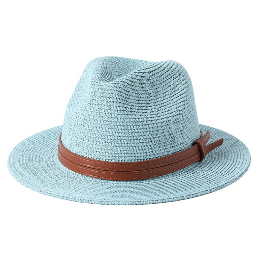 Stylish Sky Blue Panama straw hat from Drestiny. Free shipping + tax covered. Seen on FOX, NBC, CBS. Save up to 50% now!