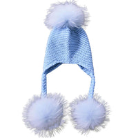 Thumbnail for Baby Hat with Three Real Fur Pompoms -, Hats , Drestiny , Australia, Canada, Hats, New Zealand, United Kingdom, United States , Drestiny , www.shopdrestiny.com