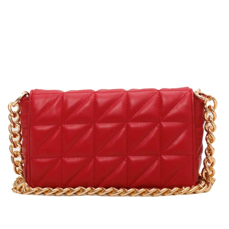Leather Quilted Purse With Chain Strap For Women
