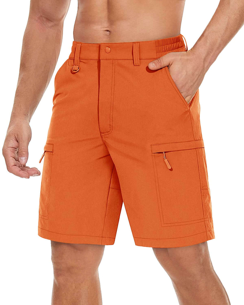 Men's Quick Dry Orange Cargo Shorts