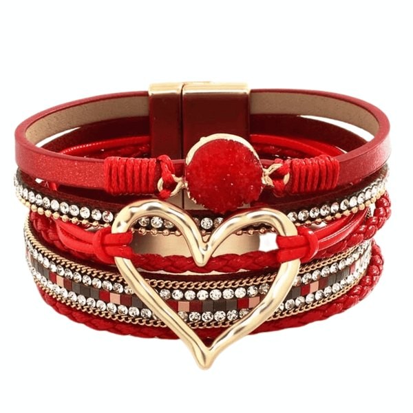 Get trendy red leather bracelets for women with heart charm at Drestiny. Enjoy up to 50% off, free shipping, and tax paid!