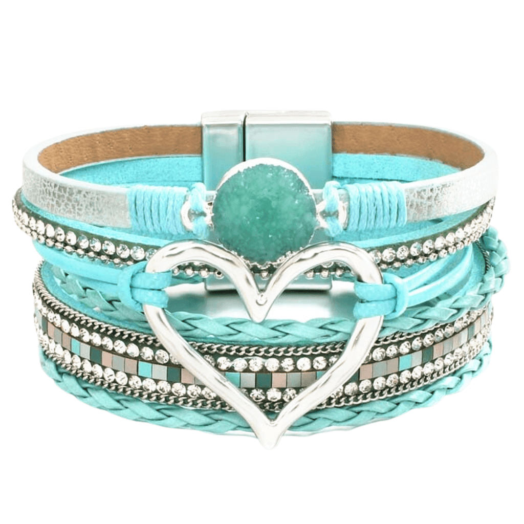Get trendy blue leather bracelets for women with heart charm at Drestiny. Enjoy up to 50% off, free shipping, and tax paid!