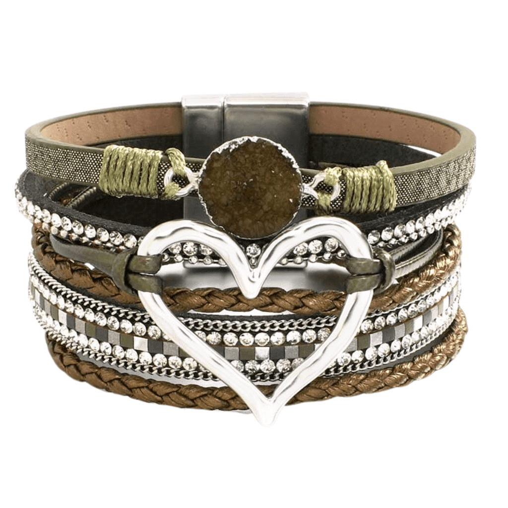 Get trendy leather bracelets for women with heart charm at Drestiny. Enjoy up to 50% off, free shipping, and tax paid!