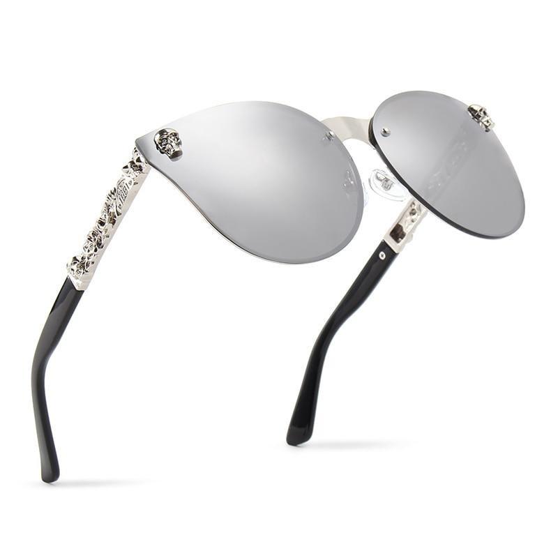Women's Skull Frame Metal Temple Sunglasses - Drestiny
